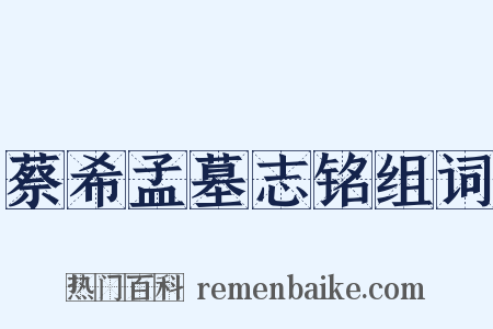 蔡希孟墓志铭组词是什么意思的图片